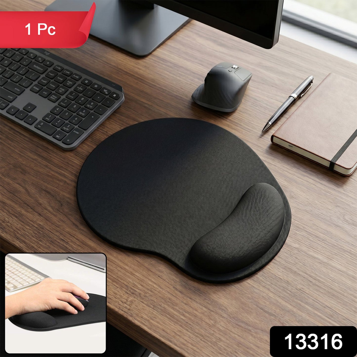 Ergonomic Gaming Mouse Pad with Gel Wrist Rest Support Non Slip Base (1 Pc)