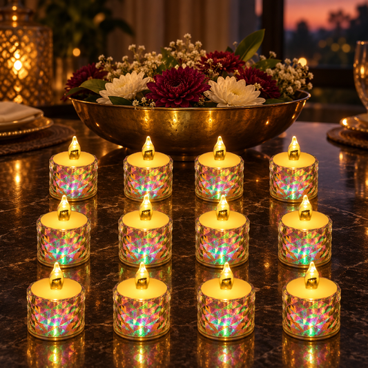 LED Tealight Candles 12 Pack – Flameless Diwali Decor | Styleva — 13488_12pc_led_candles_ktc62 showcase image