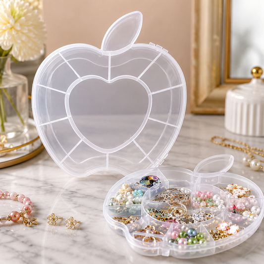 Apple Shape Jewellery Box – Transparent Plastic Organizer | LilyGleam