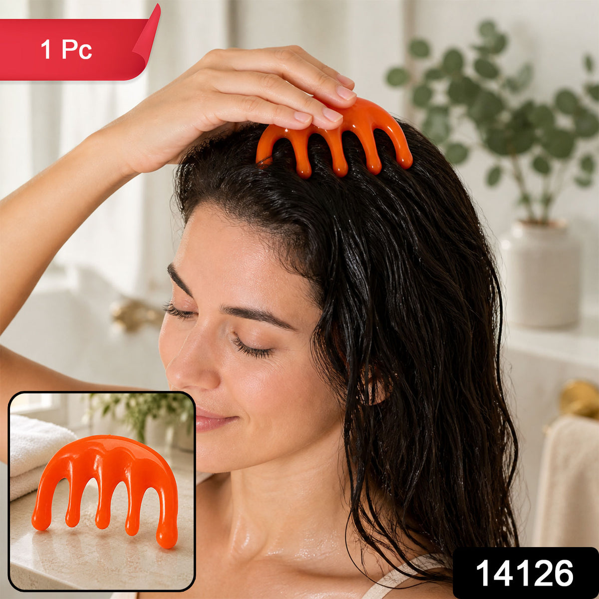 Scalp Massager with Flexible Bristles for Head and Shampooing (1 Pc)