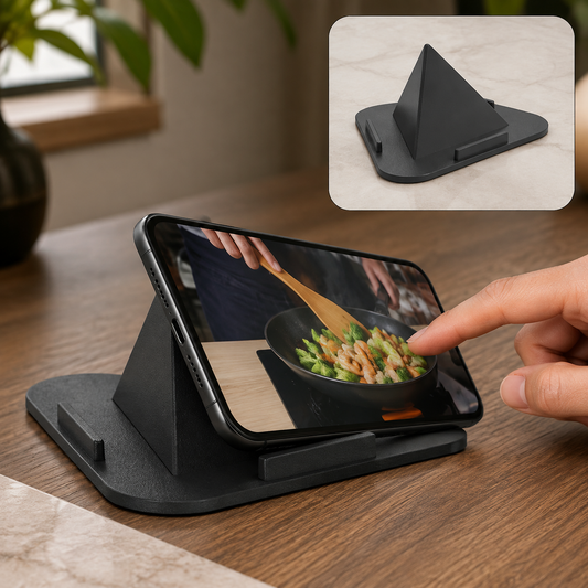 Black Pyramid Mobile Stand – 3 Adjustable Angles for Smartphones & Tablets