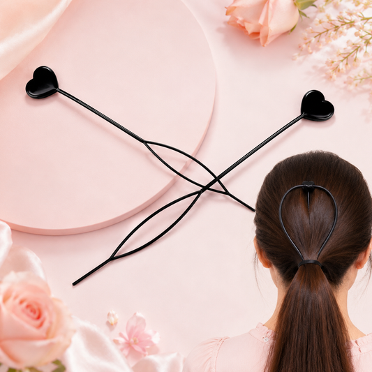 Heart-Shaped Hairpin Set – Stylish Black Clips for All Hair Types