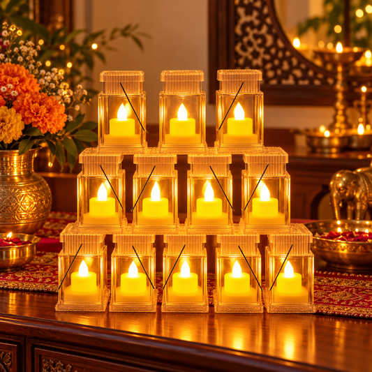 Set of 12 LED storm lantern decorative lights