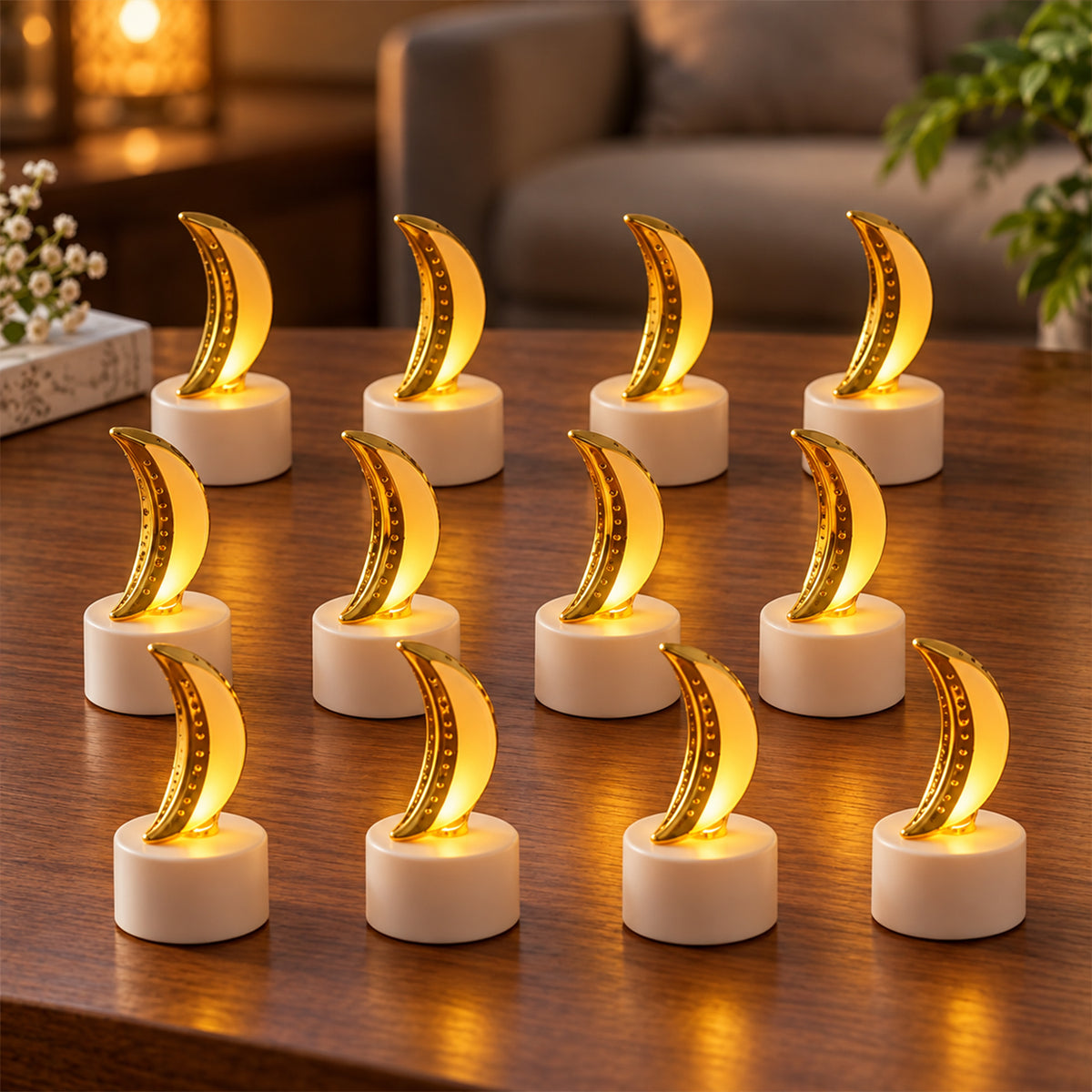 14566 moon shape led tealight candle 12pc