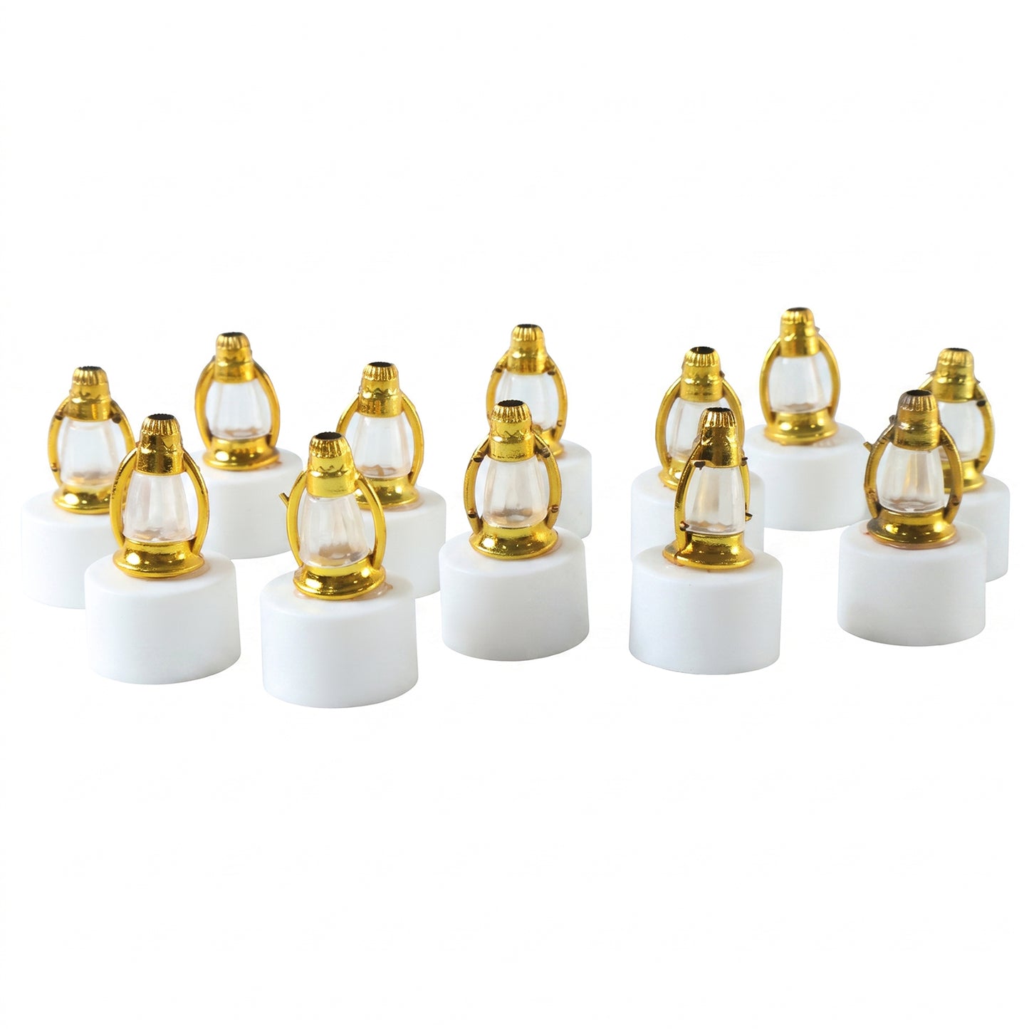LED decorative candle lamps 12-piece set on white background