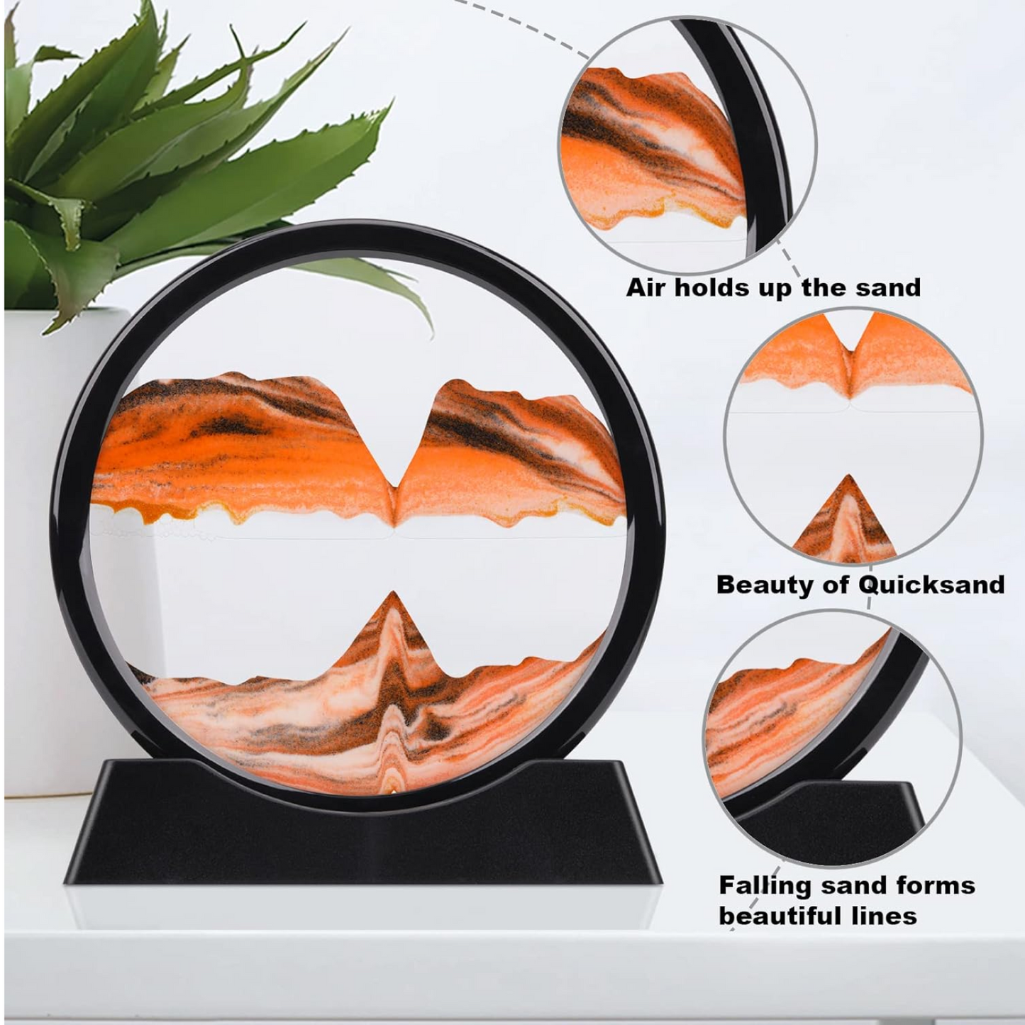 3D Moving Sand Art – Liquid Motion Deep Sea Sandscape with Round Glass Frame & ejection (1 Pc)