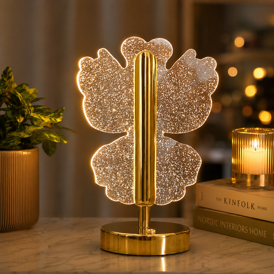 Luxury Crystal Table Lamp – Four-Leaf Clover USB Rechargeable