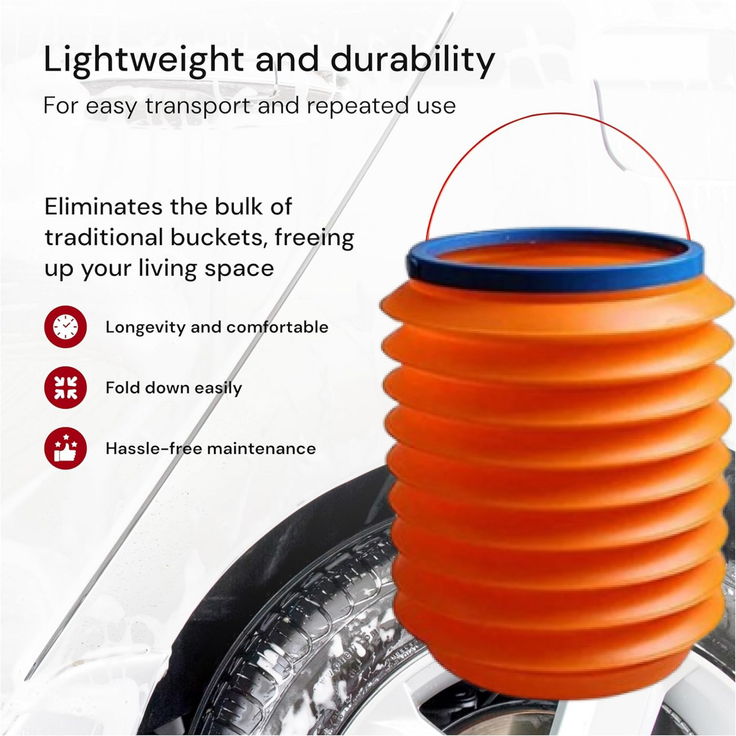 फोल्डेबल स्टोरेज बाल्टी, पानी कंटेनर और डस्टबिन बहुउपयोगी बाल्टी घर, कार और रसोई के उपयोग के लिए बाल्टी