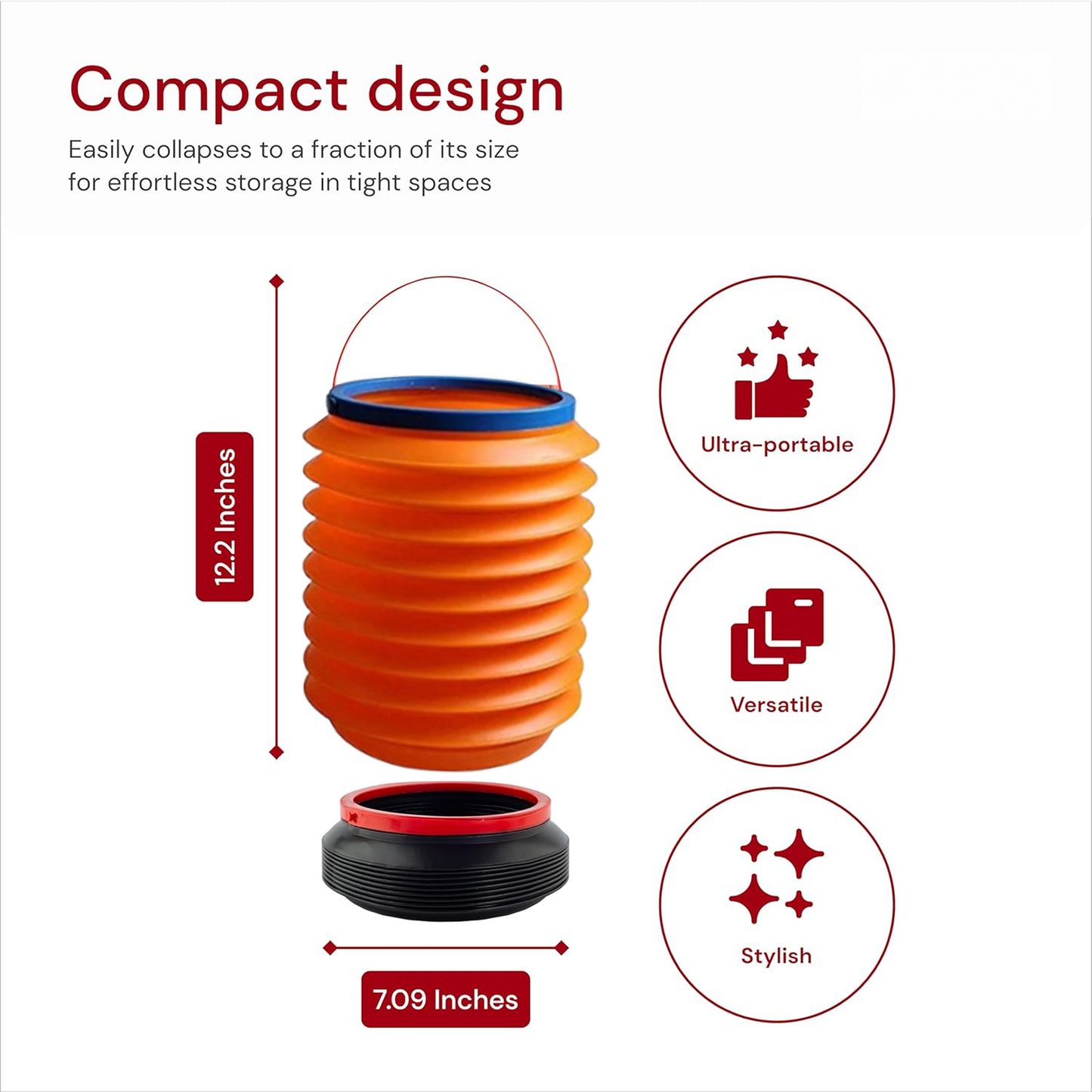 फोल्डेबल स्टोरेज बाल्टी, पानी कंटेनर और डस्टबिन बहुउपयोगी बाल्टी घर, कार और रसोई के उपयोग के लिए बाल्टी