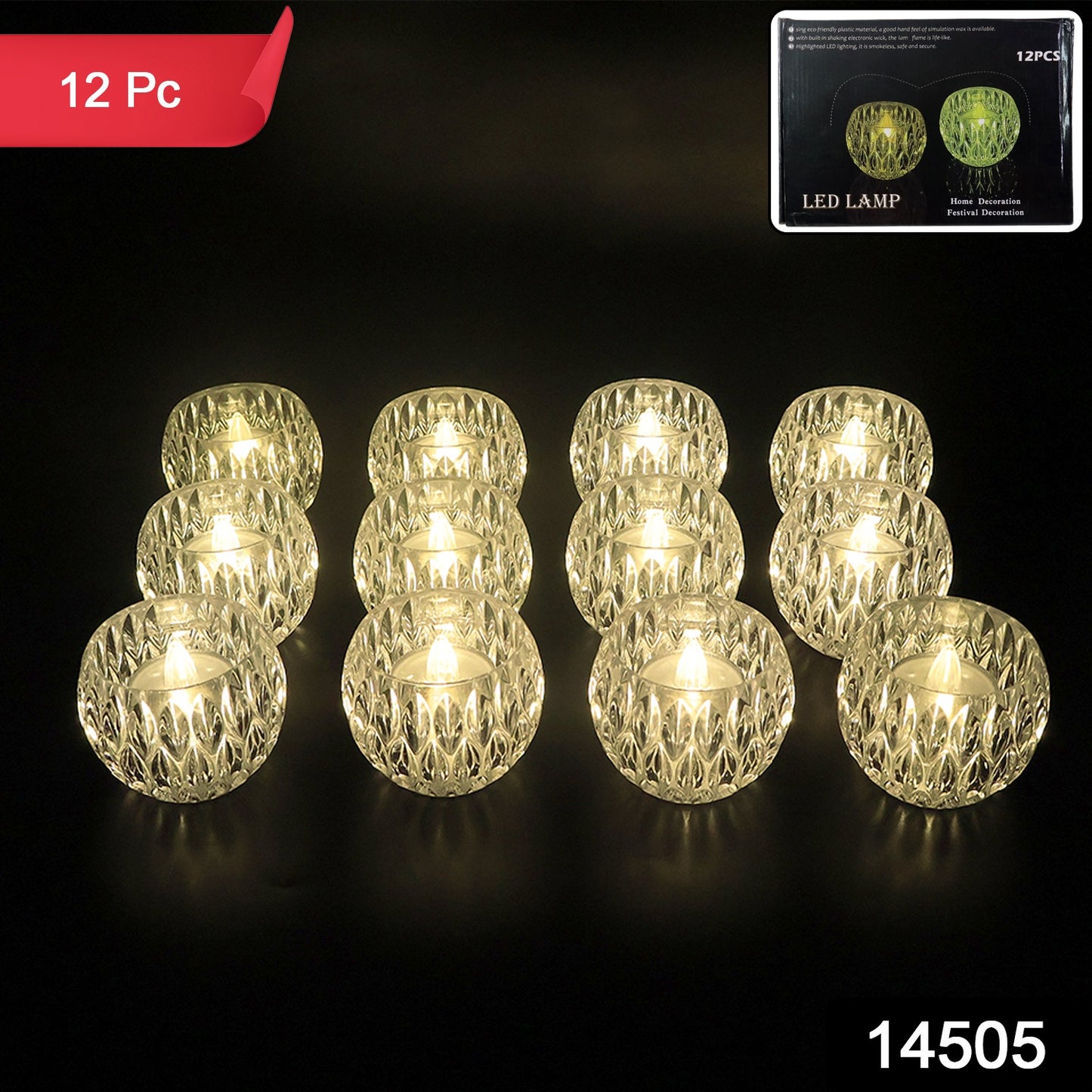 Set of 12 Crystal Style LED Decorative Lamps / Candle