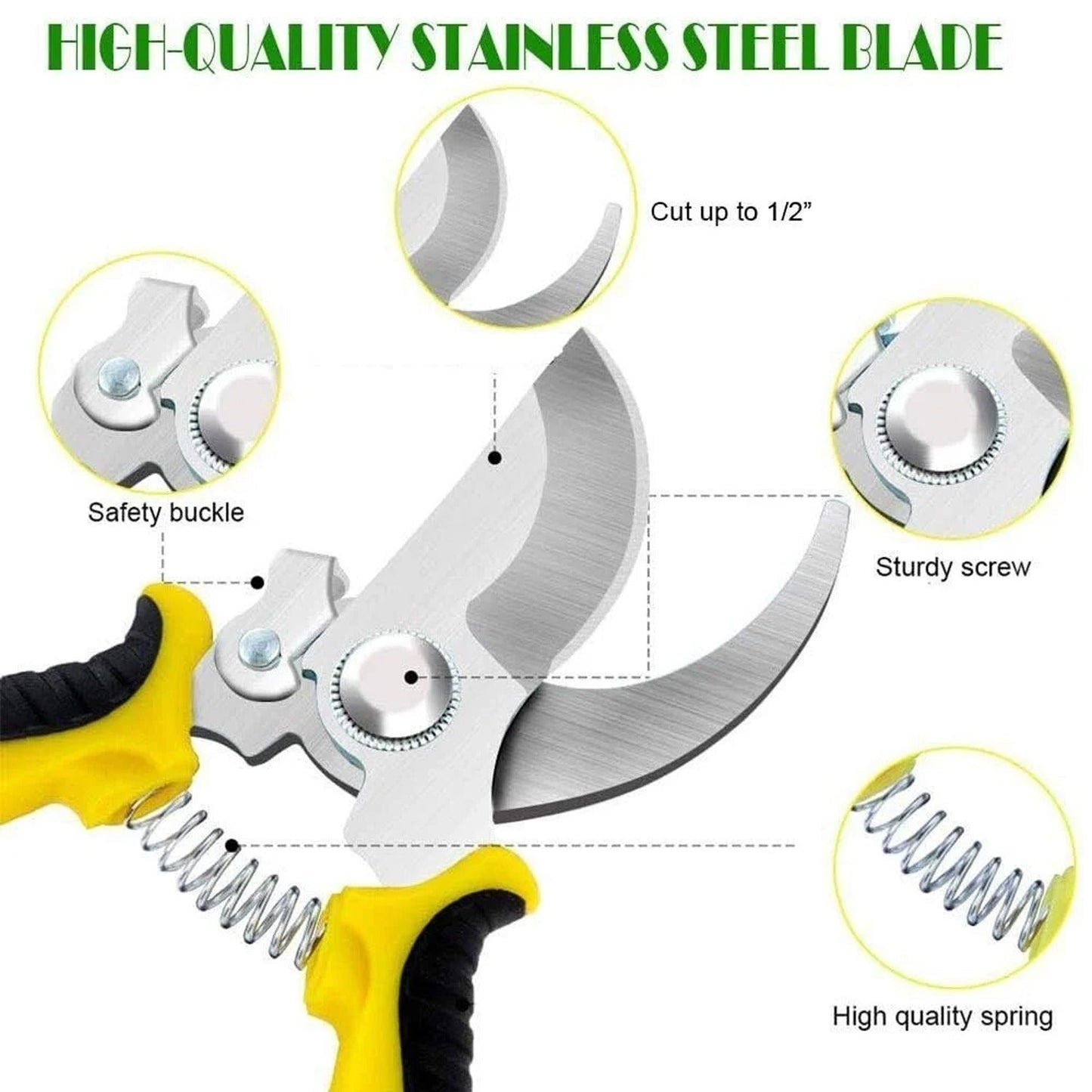 Heavy Duty Garden Pruning Shears Stainless Steel Pruner Cutter for Plants (1 Pc)