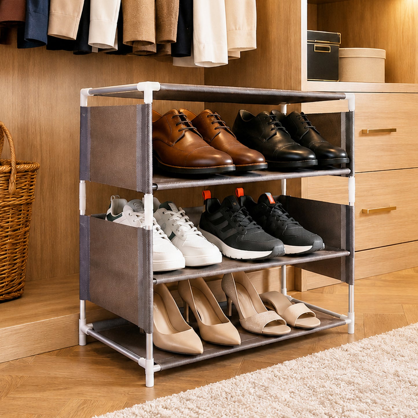3 tier shoe rack for bedroom and closet