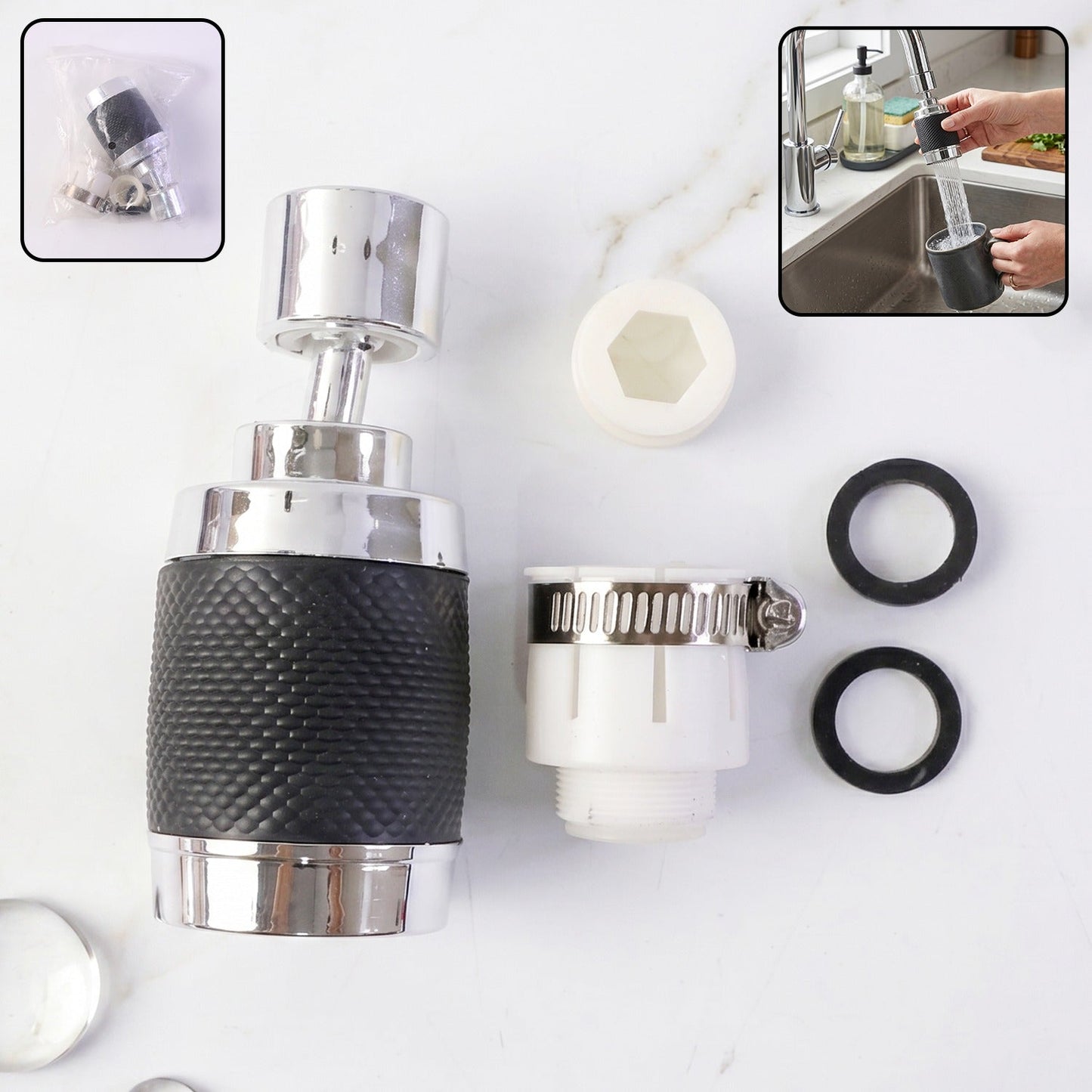 Kitchen Water Faucet Sprayer 360° Rotatable Tap Extender Nozzle for Sink (1 Pc)