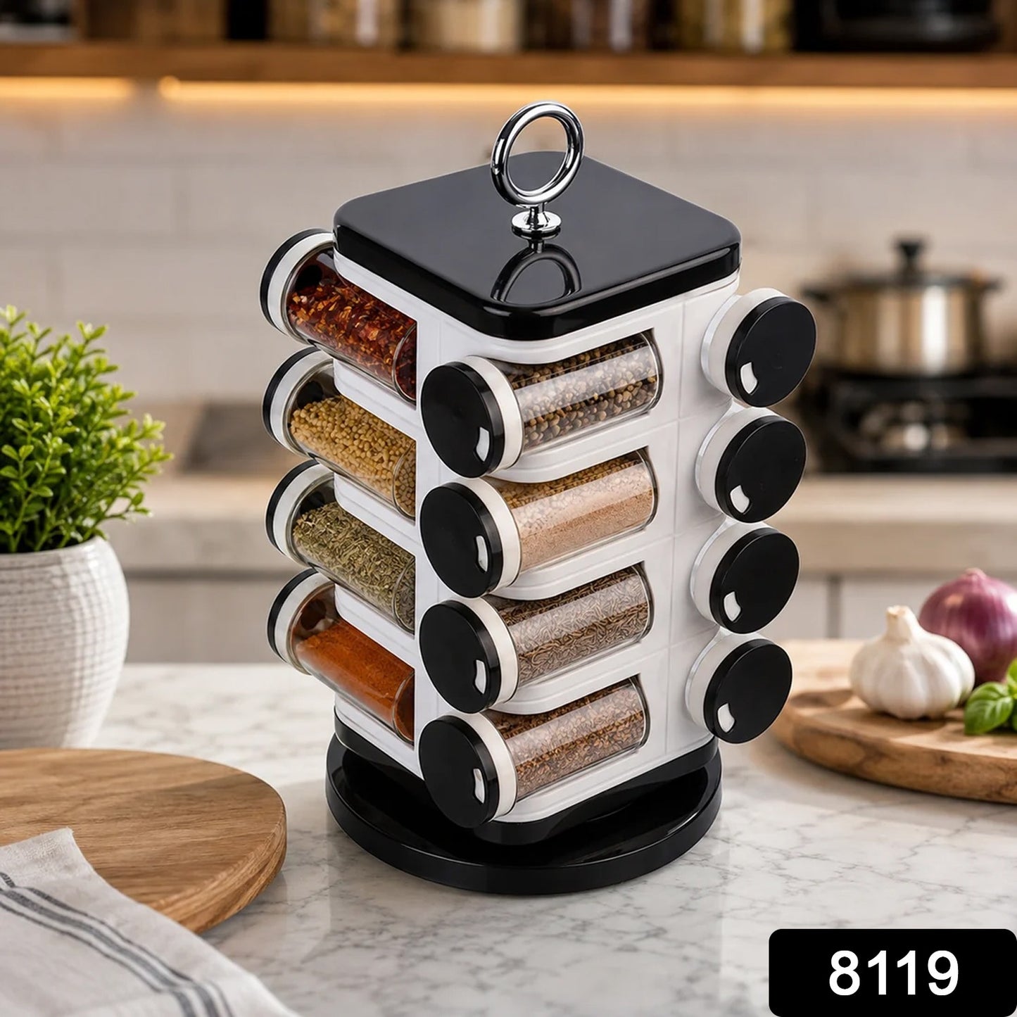 Revolving Spice Rack – 16 PC Plastic Jars, 100ml Each