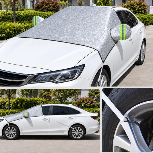 Car windshield sun shade cover mirror pockets