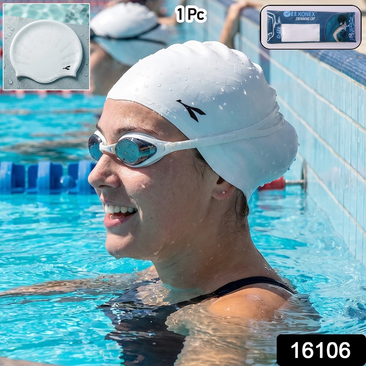 Pack of silicone swim caps