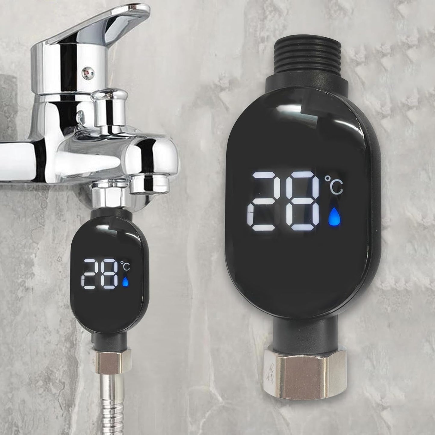 Shower water temperature display