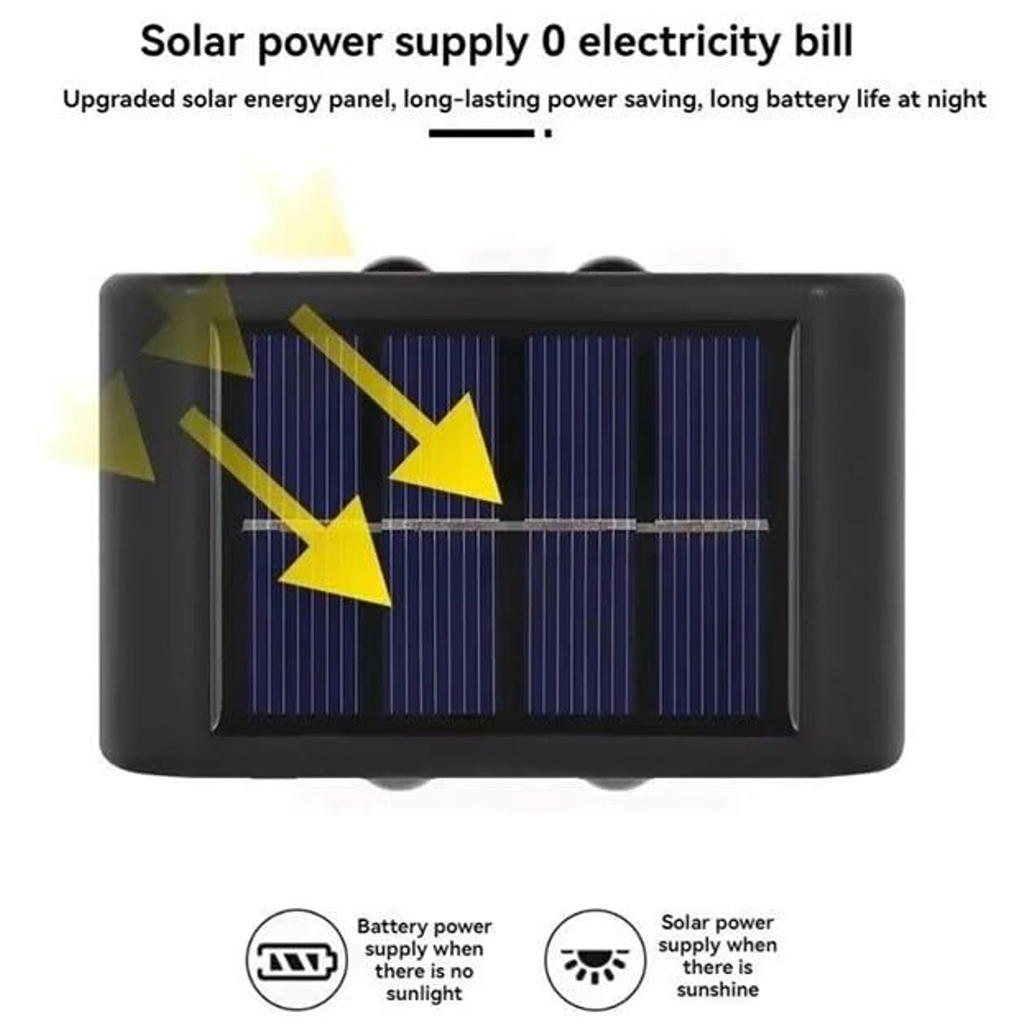 Solar panel powered outdoor wall light