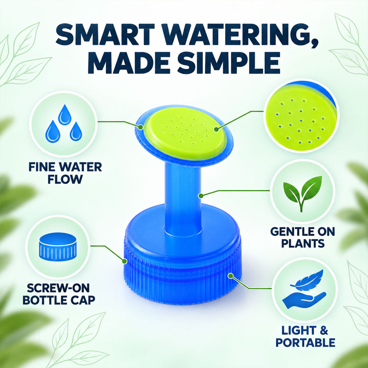 Screw-on watering cap and perforated sprinkler face