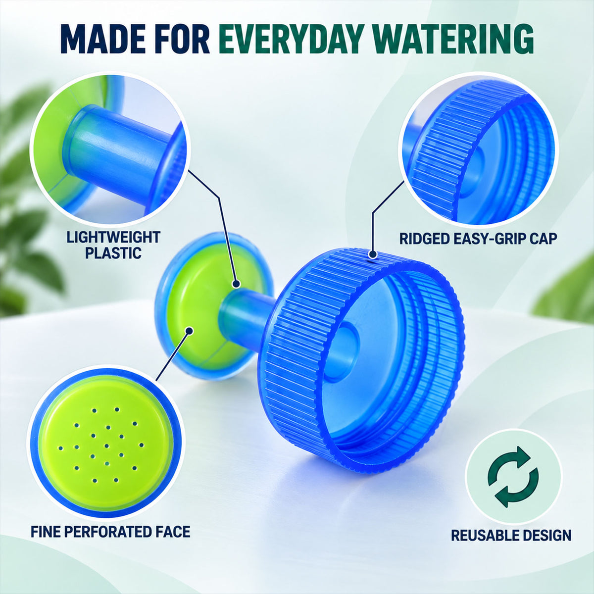 Plastic sprinkler cap ribbed grip and construction details