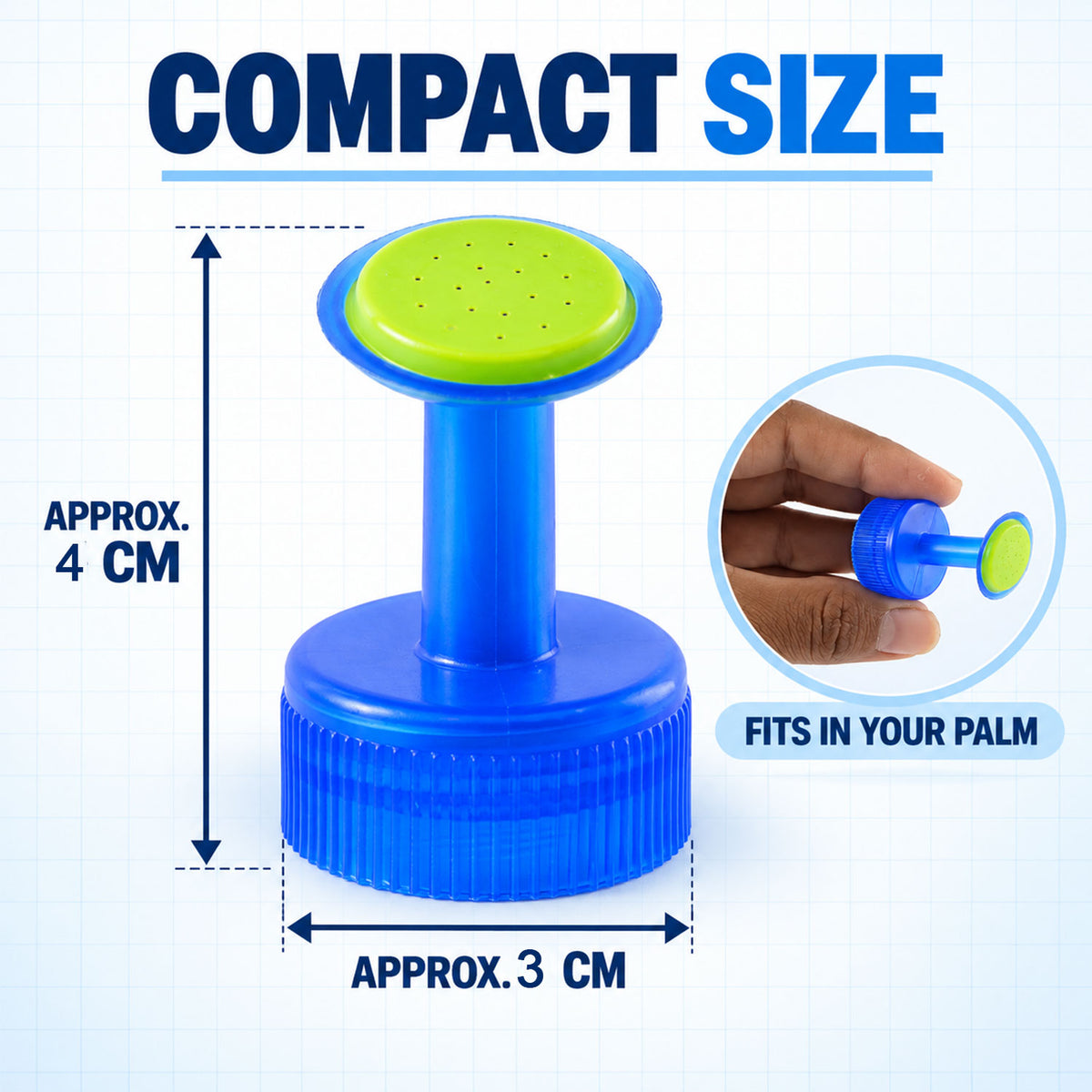 Sprinkler cap approximate height 4 cm and base width 3 cm