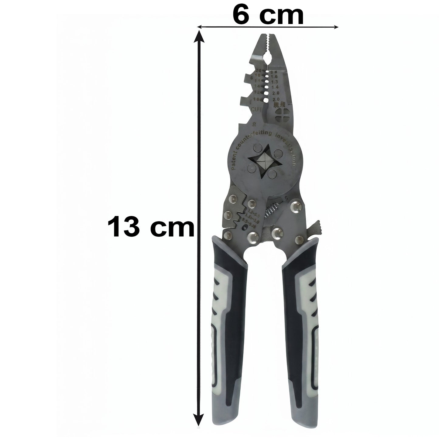 Wire crimping plier size details