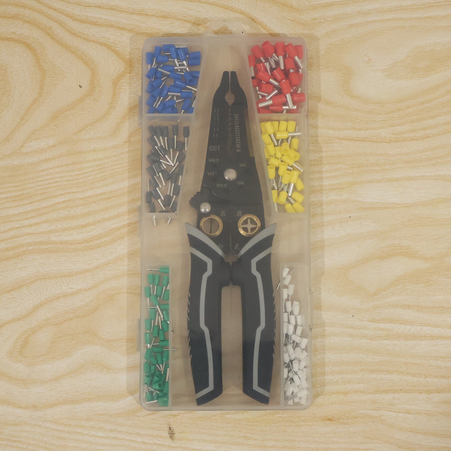 Wire crimping plier tool kit live plastic box photo