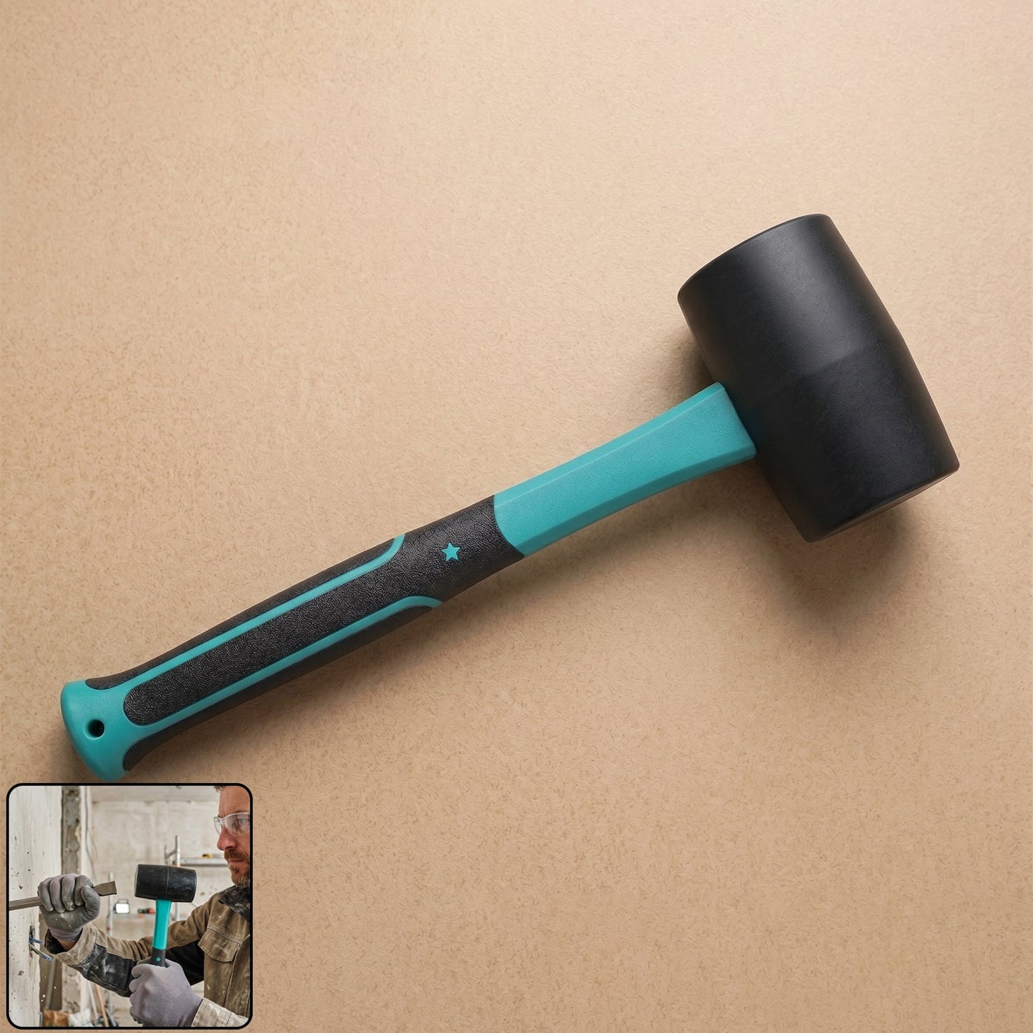Heavy Duty Sledge Hammer Rubber Mallet with Non Slip Fiberglass Handle (1 Pc)