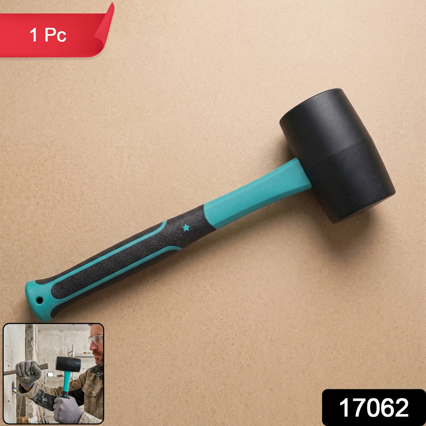 Heavy Duty Sledge Hammer Rubber Mallet with Non Slip Fiberglass Handle (1 Pc)
