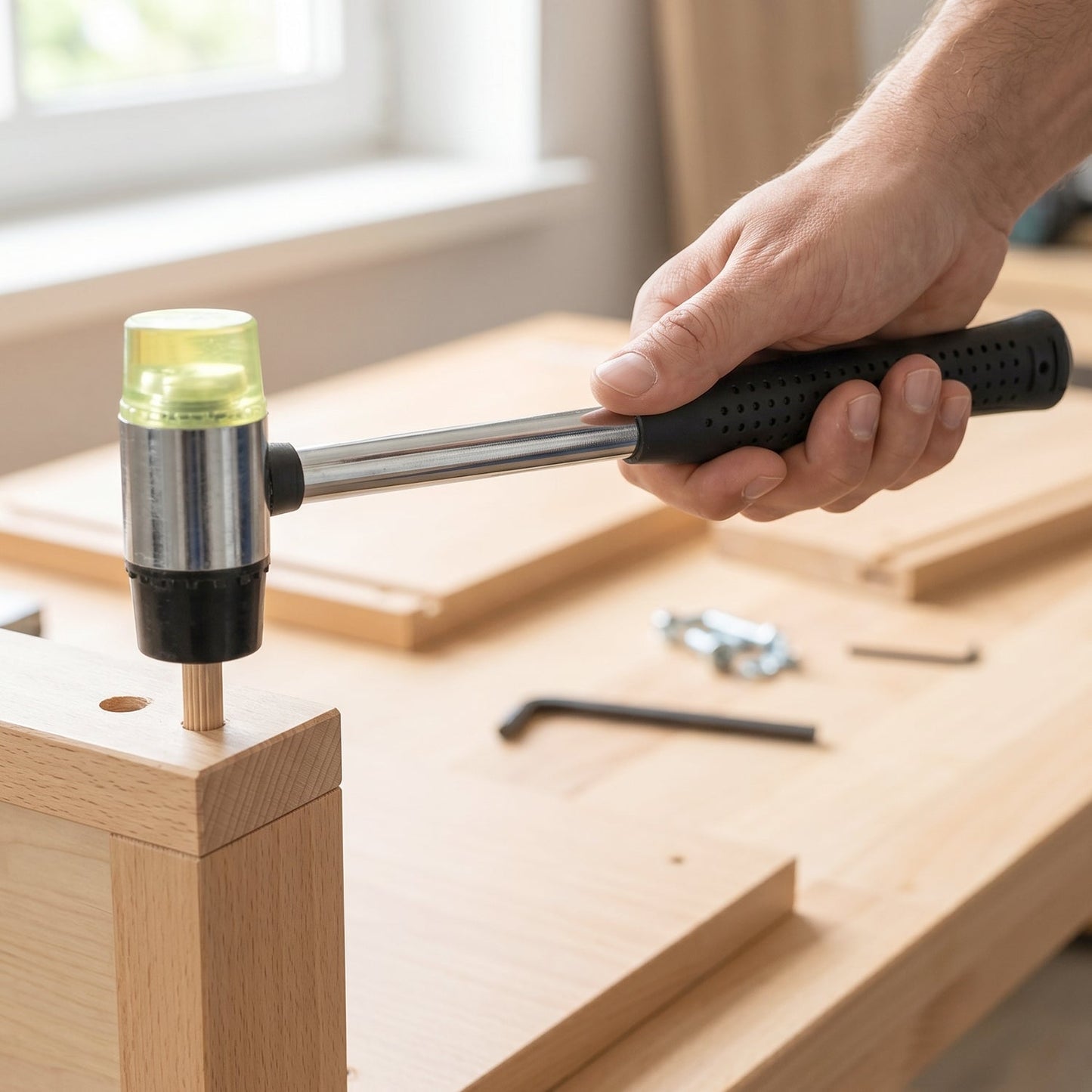 Rubber mallet used on delicate surface