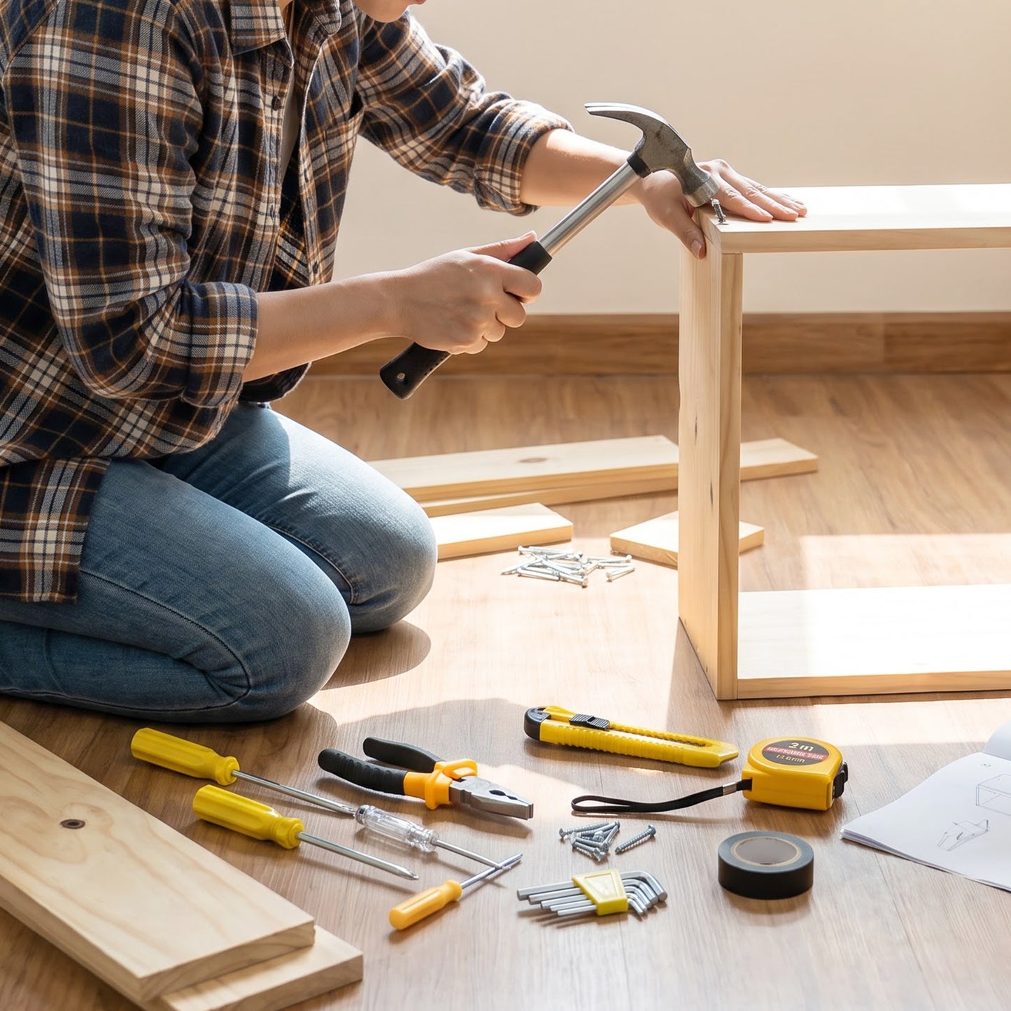 Multipurpose home repair tool kit in use
