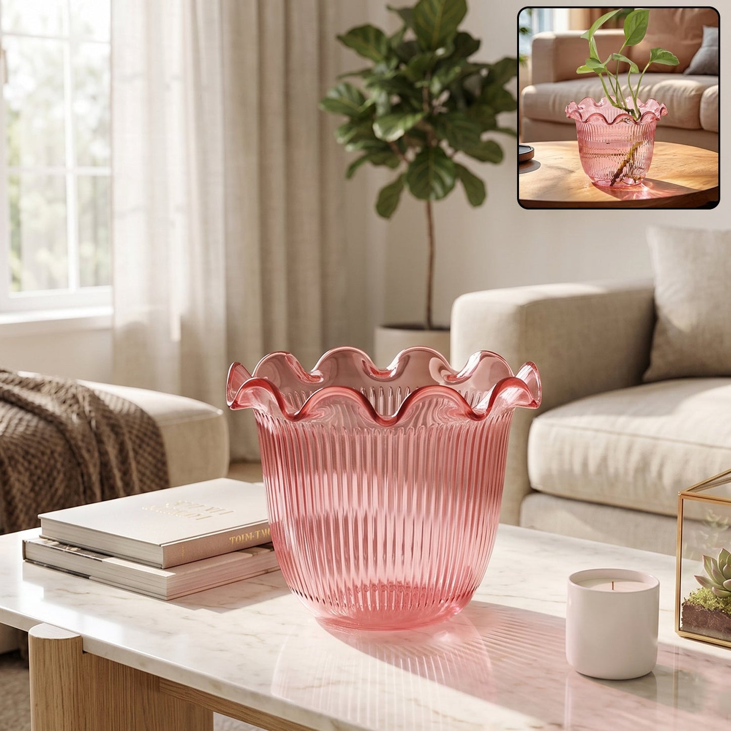 17122 decorative ruffled flower pot no sku