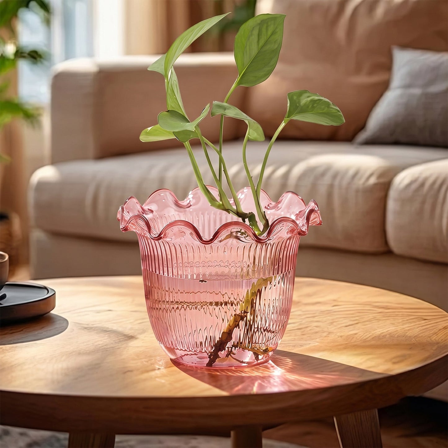 17122 decorative ruffled flower pot live