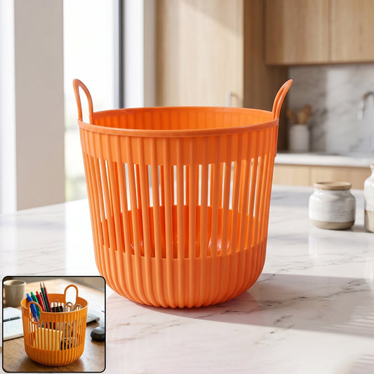 Plastic round storage basket dual handles