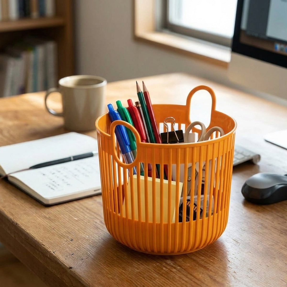 17124_multi_plastic_round_storage_basket_with_handle image 9