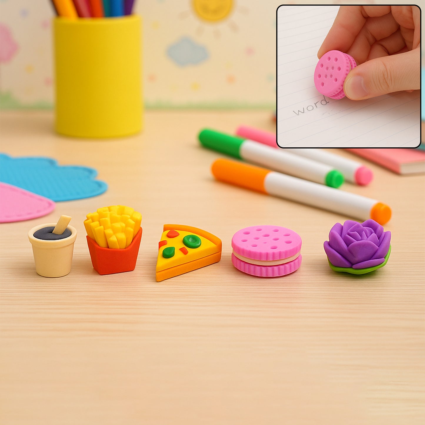 3D मिक्स डिज़ाइन फैंसी और स्टाइलिश रंगीन इरेज़र, बच्चों के लिए मिनी इरेज़र क्रिएटिव क्यूट नॉवेल्टी इरेज़र रिटर्न गिफ्ट, जन्मदिन की पार्टी, स्कूल पुरस्कार के लिए अलग-अलग डिज़ाइन इरेज़र सेट (1 सेट)