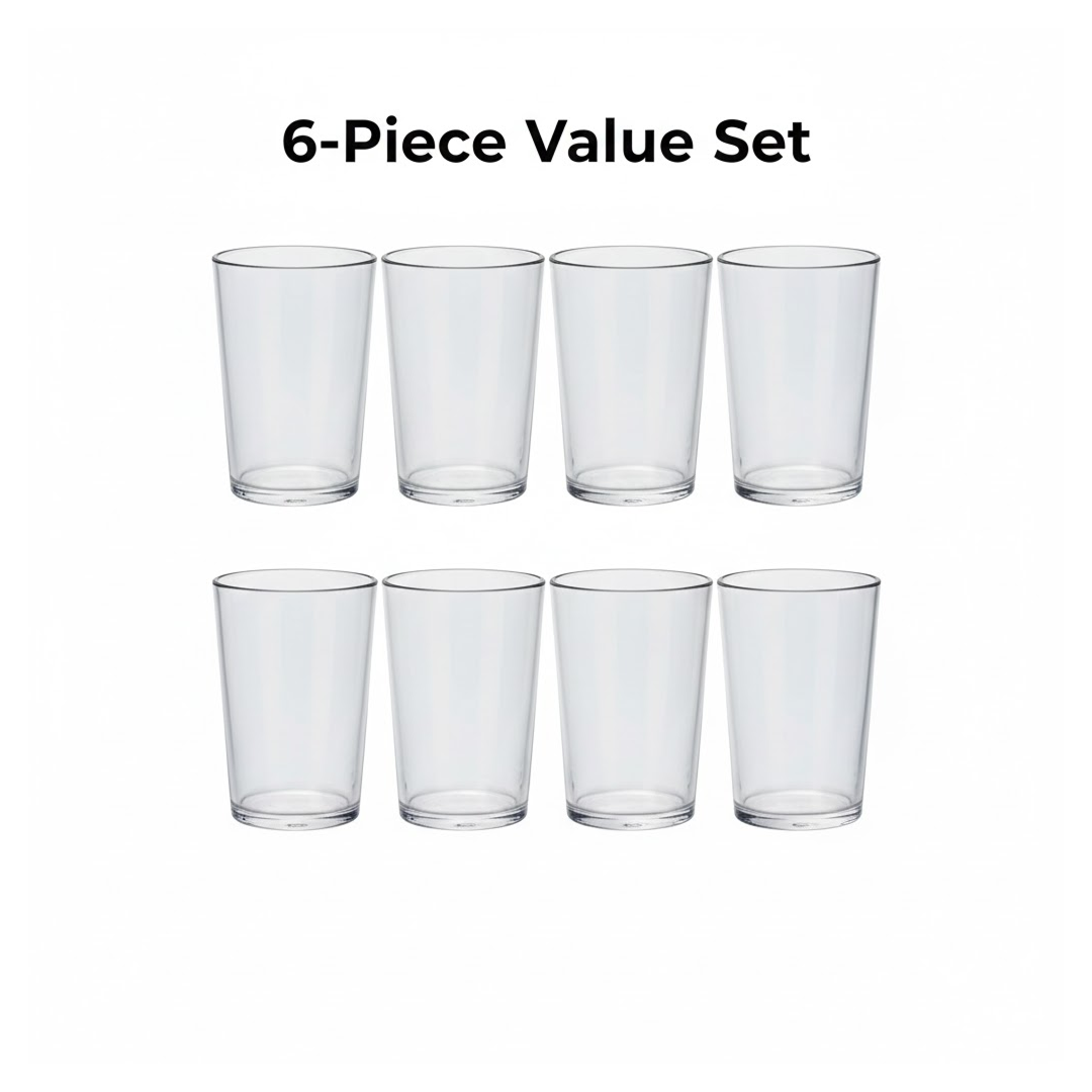 Apex Clear Plastic Tumbler / Glass Set – 6-Piece Unbreakable