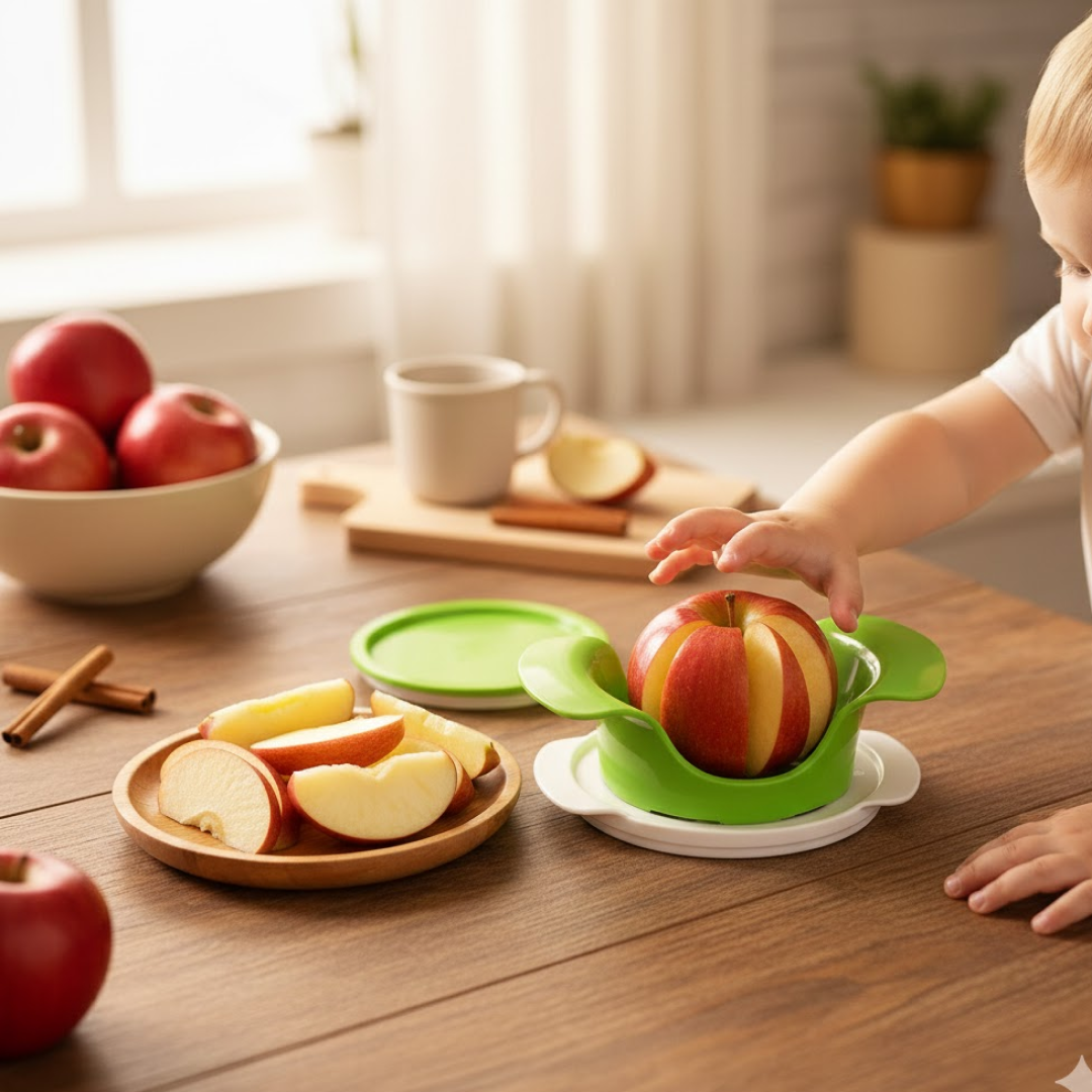 Apex Apple Cutter with Container – Unbreakable ABS Body & Stainless Steel Blades