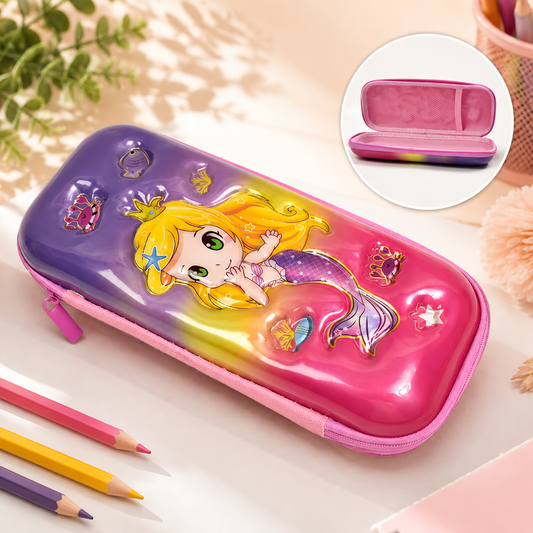 Cute Cartoon Pencil Case – Durable Hard Shell with Zipper