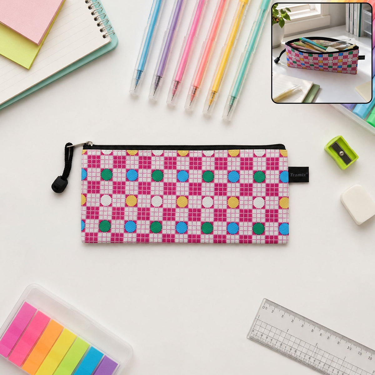 Bright and attractive printed pencil zipper pouch for kids and students