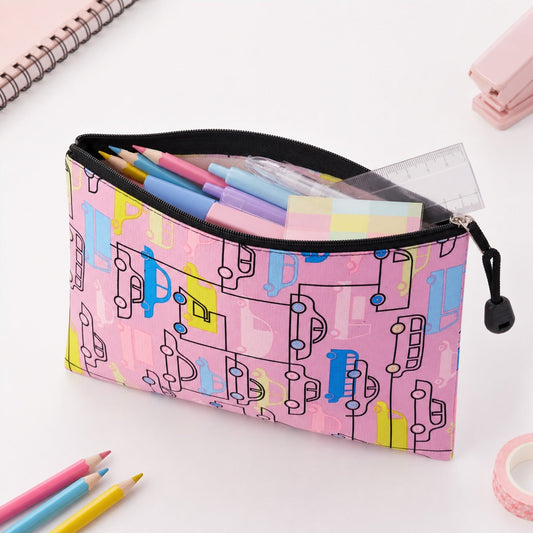 Car print pencil zipper pouch kids