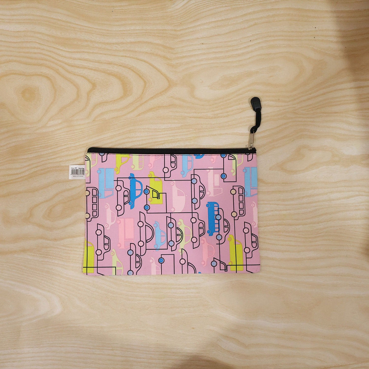 Durable fabric car print pencil pouch for kids with easy zipper
