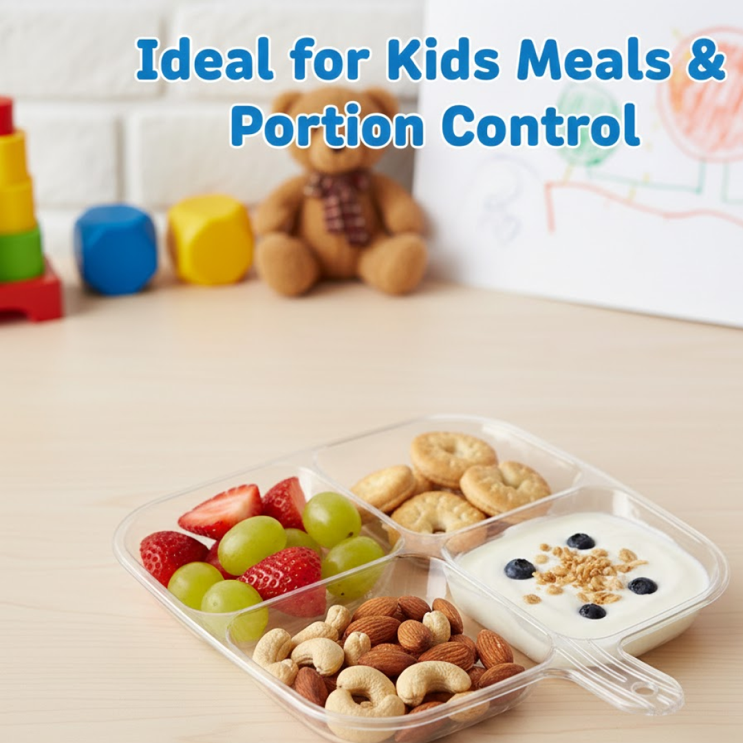 Plastic Kitchen Trays for Serving (4 Compartment / 1 Pc)