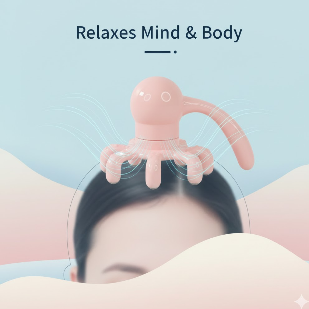 Scalp Relax Octopus Massager – Long Ergonomic Head Massager for Adults