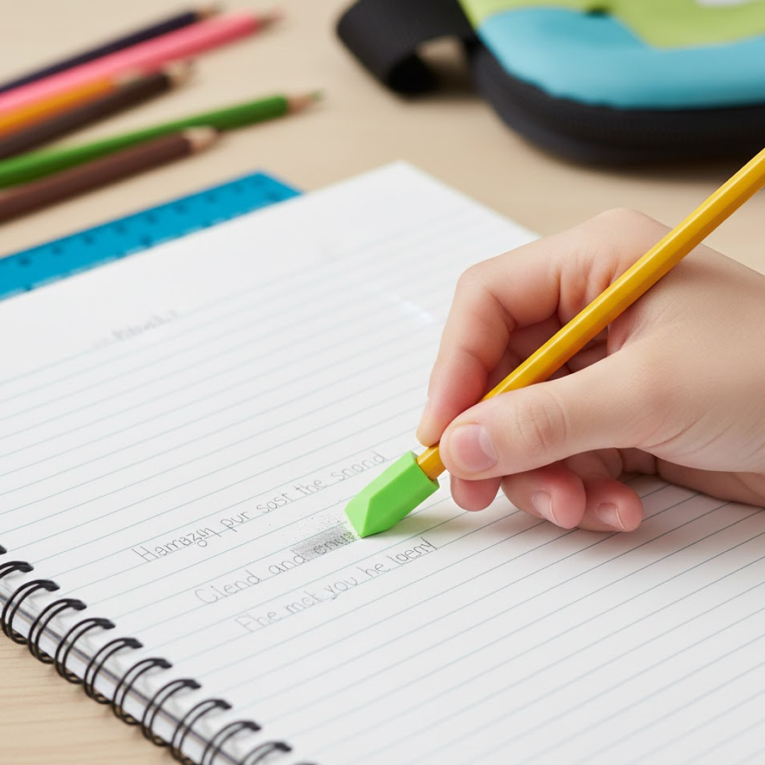 Pencil Top Eraser Rubber Erasers (1 Pc / Mix Colour & Design)