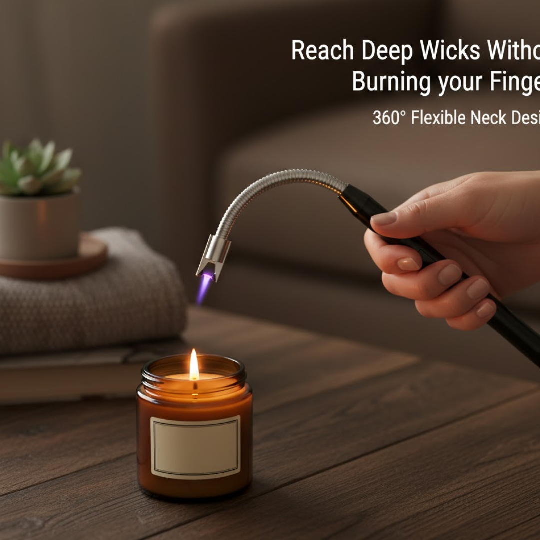 Long Flexible USB Rechargeable Electric Arc Lighter – Windproof, Flameless Plasma