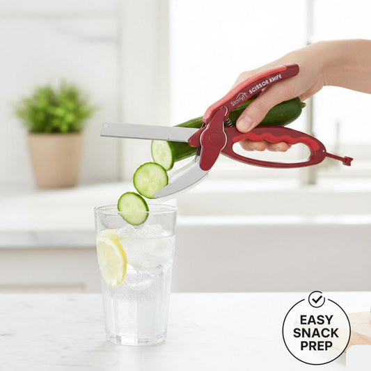 2-in-1 Kitchen Scissor – Spring Locking Knife & Chopping Board (1 Pc)