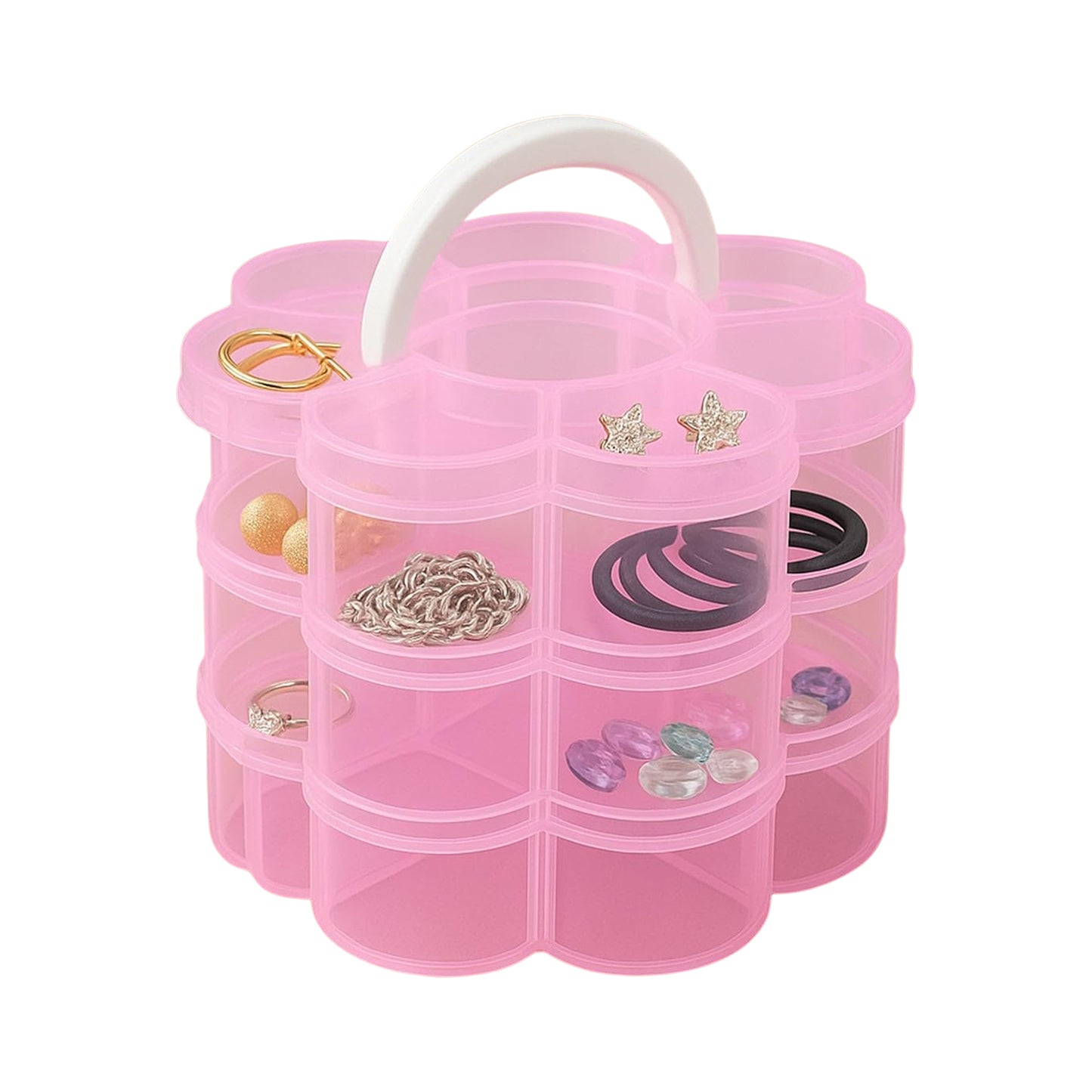 3-Layer Transparent Plastic Flower-Shaped Storage Box with 9 Grids