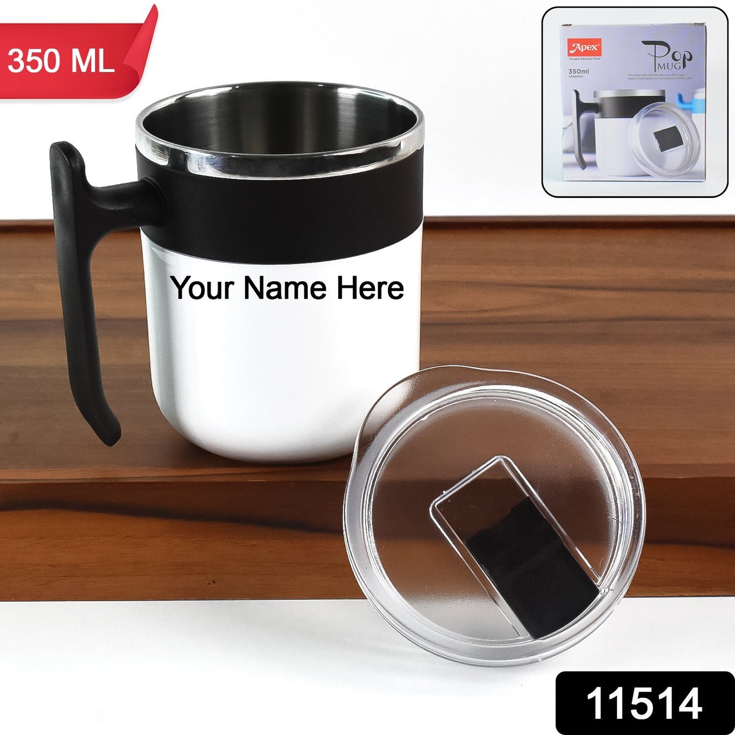 Customize Apex Stainless Steel Pop Inner Mug – 350 ml Approx Capacity (1 Pc)