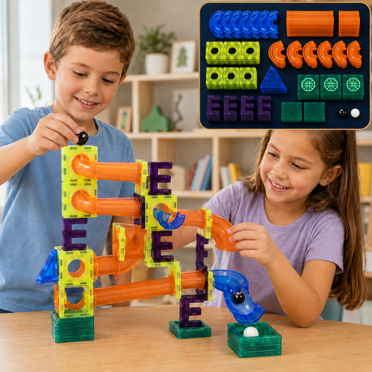 Magnetic Marble Run – 48-Piece STEM Building Set for Kids